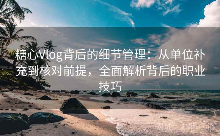 糖心Vlog背后的细节管理：从单位补充到核对前提，全面解析背后的职业技巧